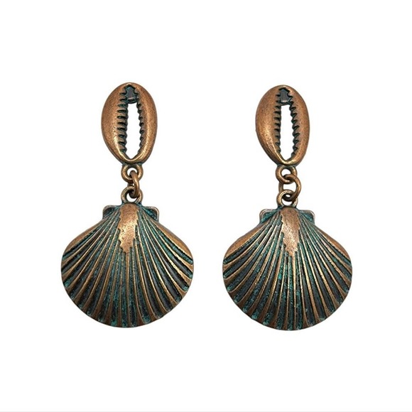 Boheme Jewelry - Shell Metallic Bronze Earrings Seashells Metal Jewelry
